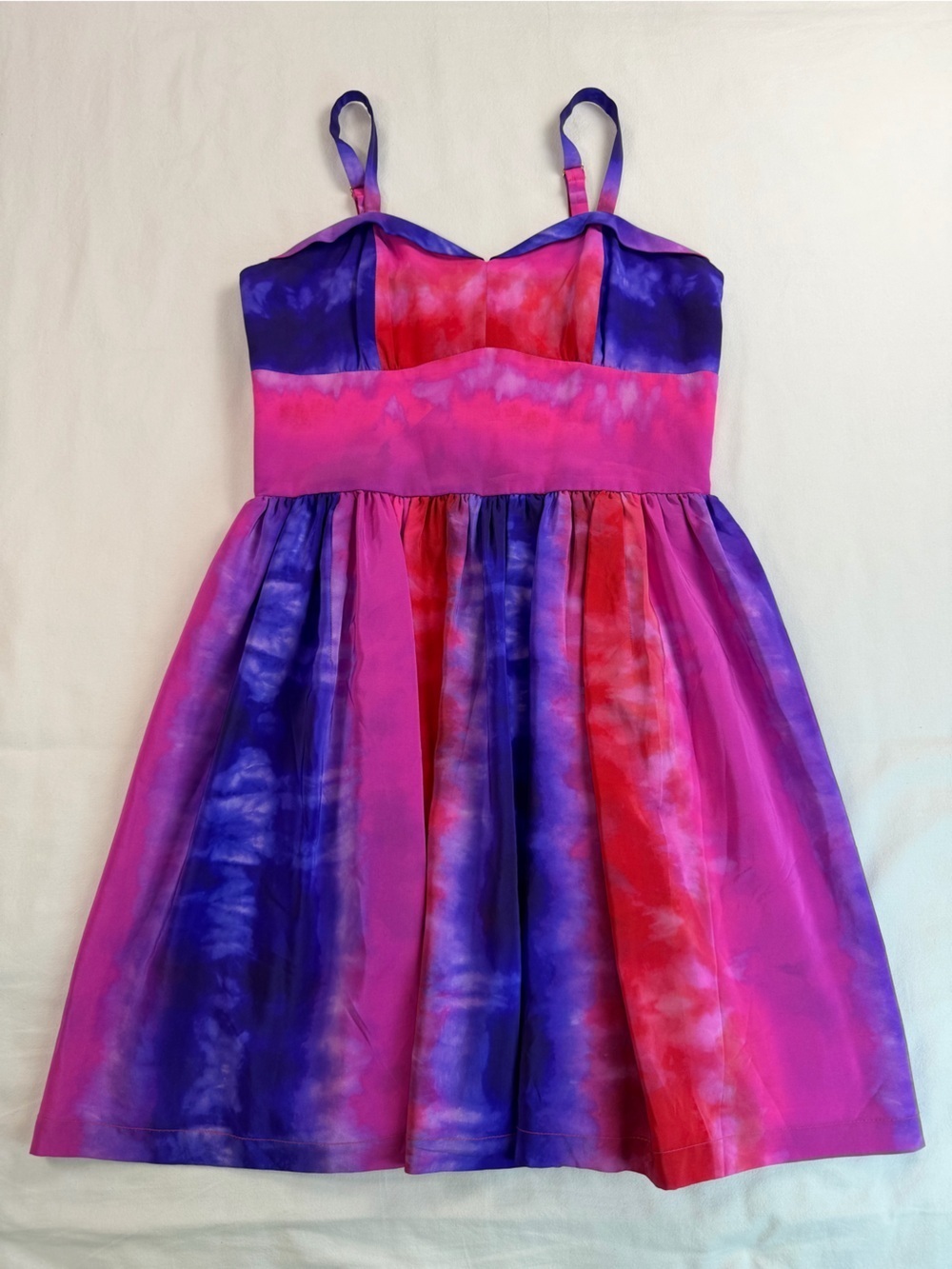 Amanda Uprichard Hot Pink and Purple Silk Fit and Flare Fairycore Mini Dress - Picture 4 of 12